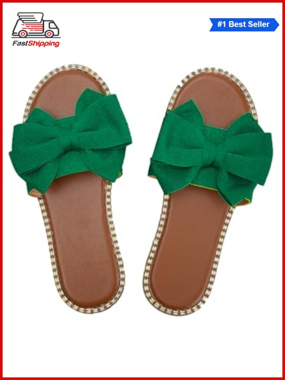 Women's Faux Leather Bow Knot Slip On Flat Slide Sandals Open Toe
